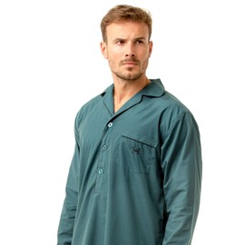 Mens Haigman Nightshirt with Cotton. M, L, XL, XXL. Fine Quality, Easy Care. (Large, 41-43" Chest, Teal)
