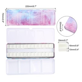 PATIKIL Empty Watercolor Palette, Metal Watercolor Tin with 26pcs Half Pans Paint Case with Lid Paint Box for Travel Gouache Oil Painting, Blue Pink