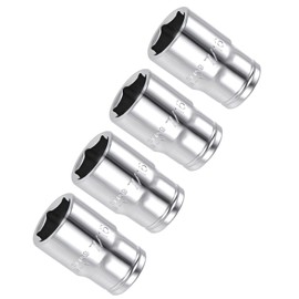 CoCud 6-Point Socket, 1/4" Drive 7/16" Deep, Polished Chromed CR-V SAE Standard Shallow Impact Socket - (Applications: for Ratchet Torque Electric Wrenches Car Repair), 4-Pieces