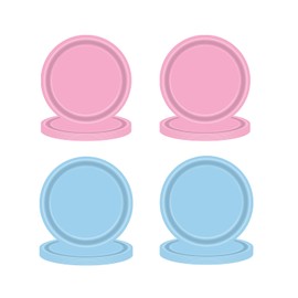 64Pcs Pink and Blue Paper Plates,Baby Blue Disposable Paper Plates 7 Inch Solid Color Paper Dinner Plates Tableware Party Plates for Birthday Party Plates,BBQs,Picnic,Kids Shower Party Plates Supplies