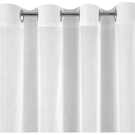 Eurofirany Frida Voile Curtain with Eyelets – Pack of 1 Transparent Curtain Linen Look Transparent Plain for Bedroom Living Room Children's Room 140 x 250 cm White