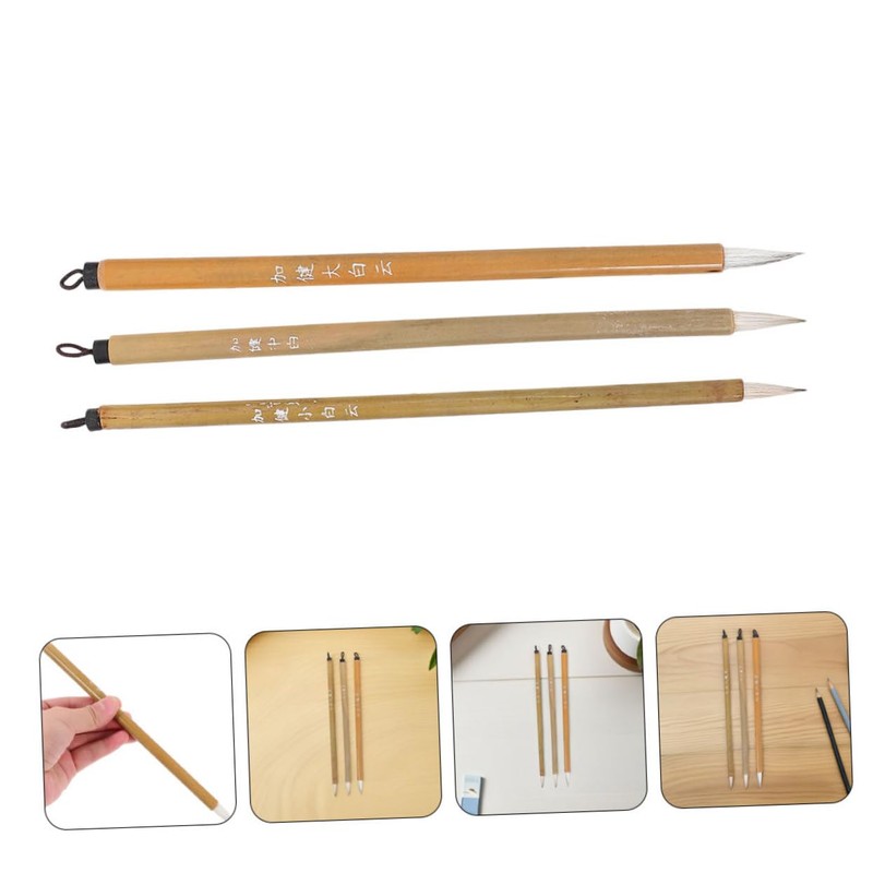 Gadpiparty 9Pcs Japanese Calligraphy Brushes Beginners Wooden Handle Sumi Pens