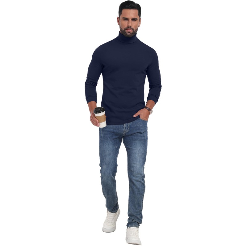 Sailwind Men's Thermal Pullover Sweater with Lightweight Turtleneck and Long