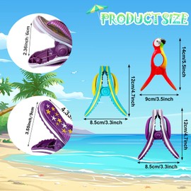 10 Pieces Beach Towel Clips,Strong Beach Chair Towel Clip Holder, Slipper,Flamingo,Parrot Towel Clips Beach Towel Pegs for Sunbeds, Chairs and Sun Clothes Quilt Blanket (Flamingo)