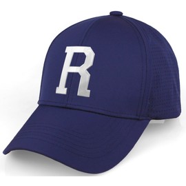 Daxton Performance Cool Tech Baseball Hat - Navy Cap, Silver Logo Letter R