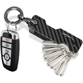T-carbon Key Organiser, Carbon Fibre Key Organiser, Key Organiser with Fashion Gift Box, Pocket Smart Key Holder for 2-10 Keys, Black, black