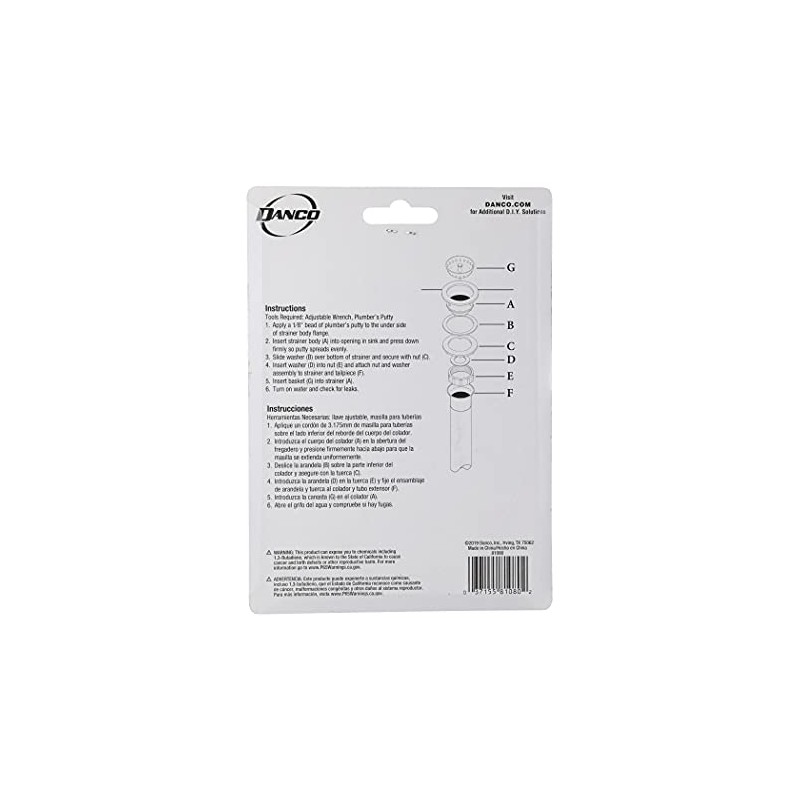 Danco 81080 Sink Strainer Nut and Washer Set