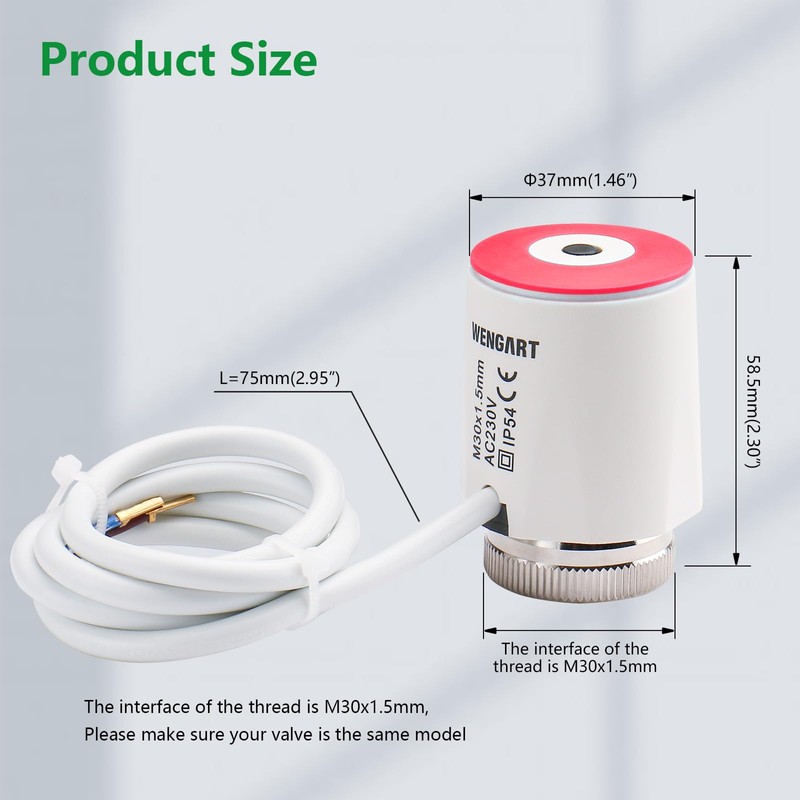 Wengart Thermoelectric Actuator WG5015,AC230V On/Off Status Visible Normaly Closed for