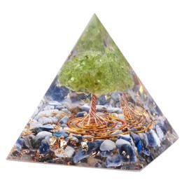 Amogeeli Handmade Tree of Life Orgone Crystal Pyramid, Healing Stone Pyramid for Reiki Meditation Decoration