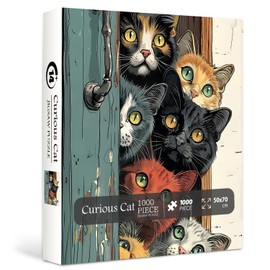 Cat Puzzles for Adults 1000 Pieces, Colorful Cats Jigsaw Puzzles, Challenging Animal Cute Kitten Puzzle as Home Wall Art