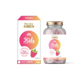 Proven Vitamins - Raspberry-Flavoured Kids Multivitamins Chewable Tablets - Daily Childrens Multivitamins with 13 Essential Vitamins for Immune Function, Bones, Teeth & Energy