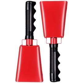 Steel Cowbell with Handle 8 Inch Cow Bells Noise Makers, 2 Pack Large Cowbells for Sporting Events