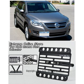 Extreme Online Store EOS License Plate Front Bumper Tow Mount Adapter Relocator Kit - Made for and Compatible with Volkswagen VW Tiguan 09-11 2009 2010 2011
