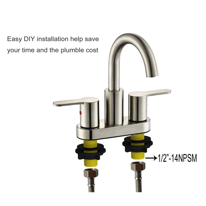 TimeArrow 2 Handle Centerset Bathroom Sink Faucet Brushed Nickel with