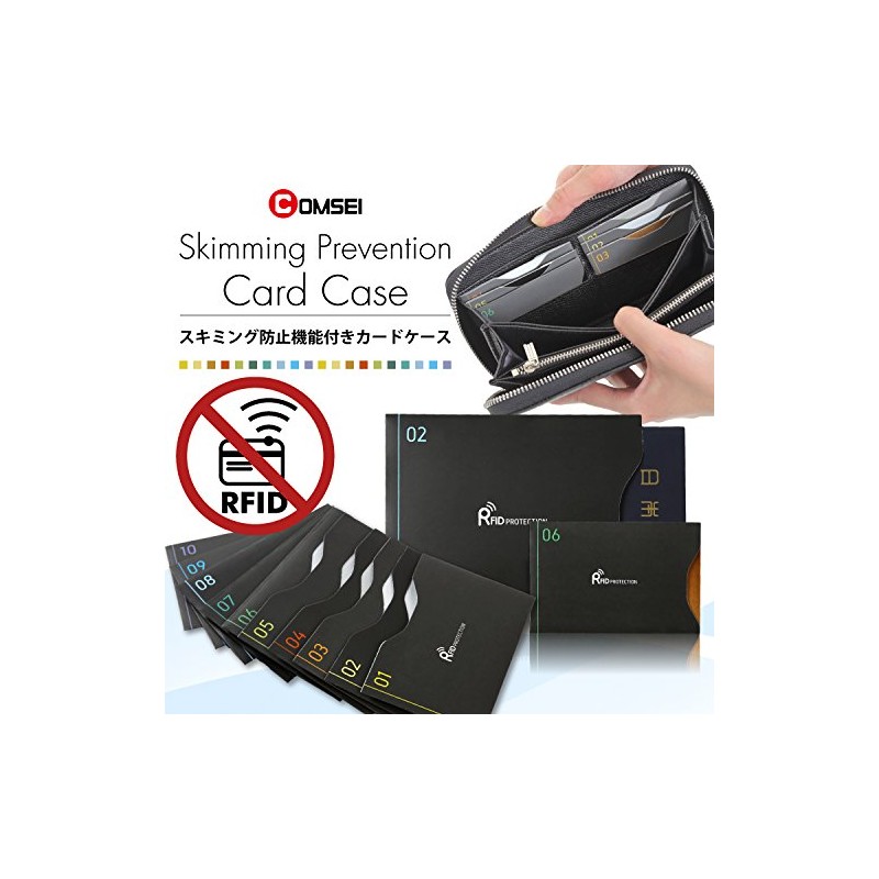 Komsei Passport Case, Skimming Prevention Case Set, Black, Black