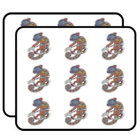 Chameleon Animal Doodle Waves Pattern Art Decor 2" Each Sticker for Scrapbooking, Calendars, Arts, Kids DIY Crafts, Album, Bullet Journals 18 Pack