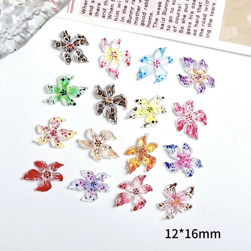 UCCASA 50Pcs Ice Flower Nail Charms 3D Resin Colorful Art