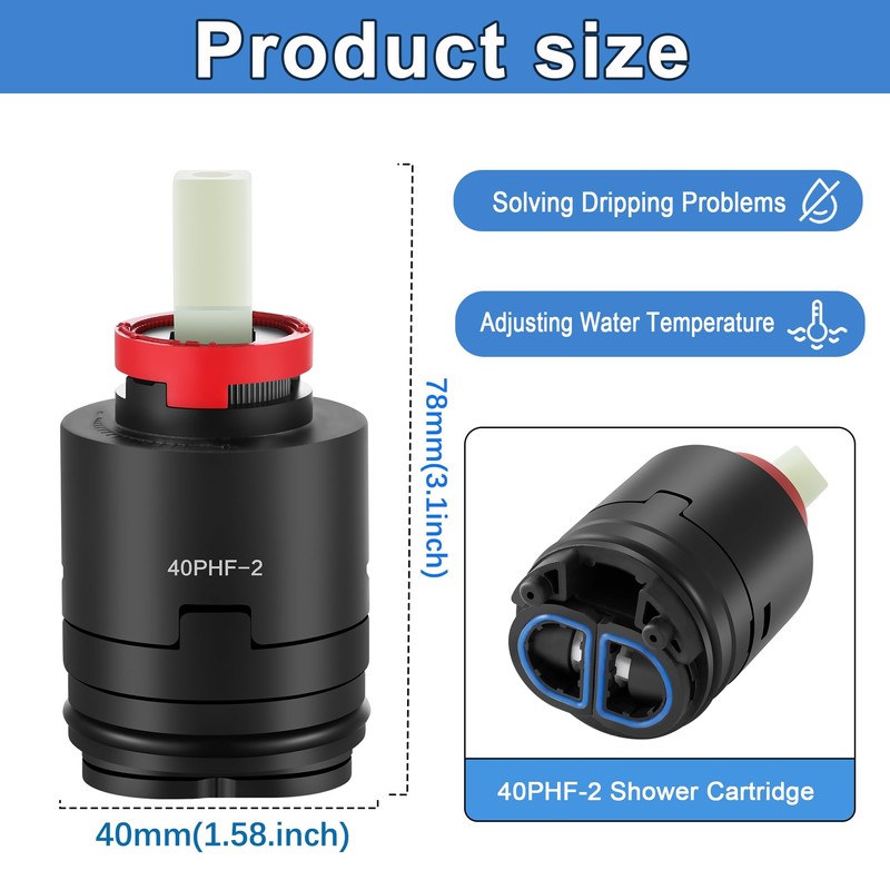 40PHF-2 Pressure Balance ​Cartridg, 40mm Shower Faucet Cartridge Replacement, Compatible