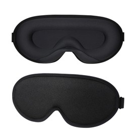 FuninCrea 3D Schlafmaske Seide für Frauen&Herren, Aktualisiert Schlafbrille Null Augendruck Weich und Bequem Augenmaske Schlafmaske Lichtblockierend mit Verstellbarem Gummiband (Schwarz)