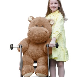 BENINY Giant Humongous Hippo Stuffed Animals 36", Oversized Toy Plush Gift for Kid, Brown