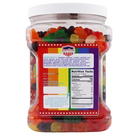 American Best Food Assorted 6 Color Rainbow Gummy Bears Jar (3 lb) (Sugar Free)