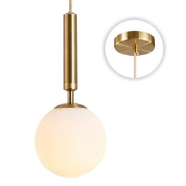 KCO Lighting Globe Pendant Light 1-Light Modern Hanging Lights Glass Adjustable Ceiling Pendant Light Fixtures for Living Room Kitchen Island