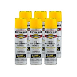 Rust-Oleum 7543838-6PK Professional High Performance Enamel Spray Paint, 15 Oz, Gloss Safety Yellow, 6 Pack