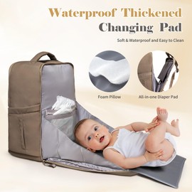 ILCOLPO Diaper Bag Backpack,Baby Bag Backpack with Changing Station,Waterproof Large Diaper Bag for Baby Boy Girls,Pañaleras Para bebe with 15 Pocket,2 Insulated Pockets,Brown