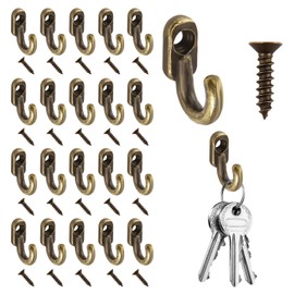 SYHSYC 20 Mini Mini Iron Hooks, Decorative Hooks Made of Iron in Bronze - Decorative Hooks and Picture Hooks for Creative Applications, Picture Hooks for Screwing Picture Hooks and Decoration
