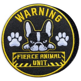 Dog Harness Patches 3Inch Funny French Bulldog Embroidered Morale Patch - Grumpy Fierce Animal Unit Hook Loop for Dog Vest Harness Frenchie Gift