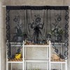 NewWPKIRA 1 Panel Black Floral Embroidery Sheer Lace Curtain Valance
