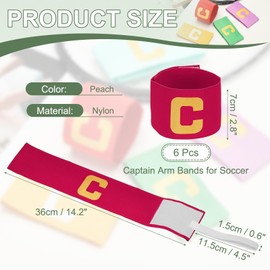 YELARXI Soccer Captain Armband, Football Armband Elastic Adjustable Player Bands Anti-Slip Badge- Fitting for (Adult/Youth - Football - Basketball - Team Sport) 6 Pack & Peach