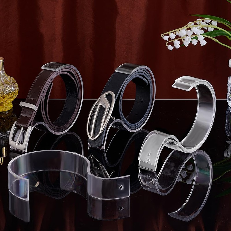 PH PandaHall 15pcs Acrylic Belt Display Stand Transparent Belt Organizer