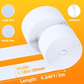 ZOMPAGO Heavy Duty Nylon Adhesive Hook and Loop Tape - 2 Rolls Pack,9.84FTx1.18in,Double Sided Sticky Back Tape for Wall Hanging,Carpet,Couch Cushions, DIY Projects -No Drill, Waterproof, Strong Grip