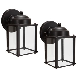 LIT-PaTH Outdoor LED Wall Lantern, Wall Sconce Porch Lighting Fixture, 3000K Warm White, 9.5W 800 Lumen, Aluminum Housing Plus Glass, Bronze Finish-2 Pack