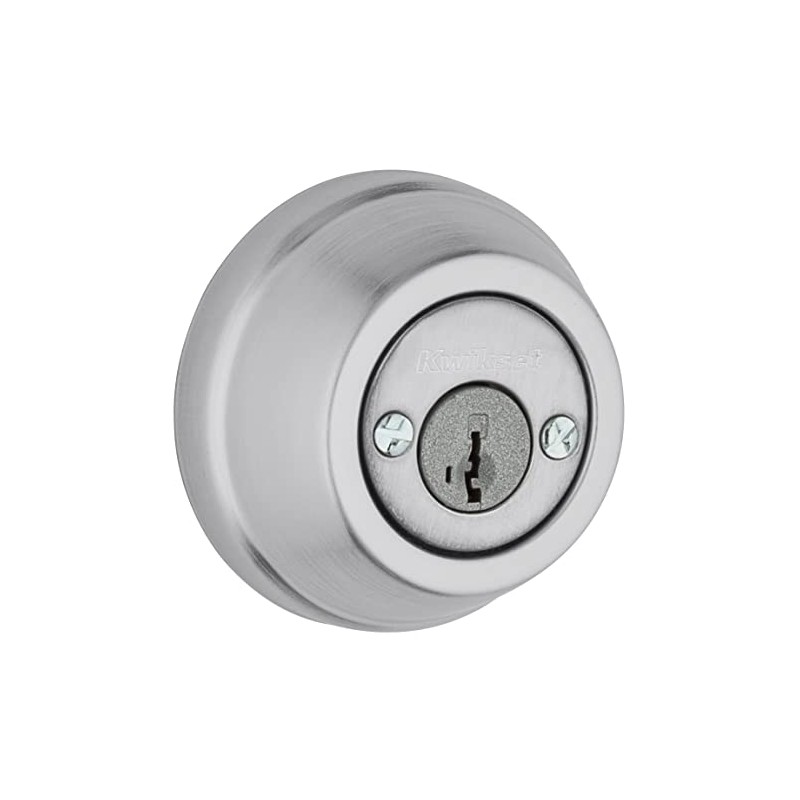 Kwikset Gatelatch Deadbolt Lock, Satin Chrome Round Keyed on Exterior