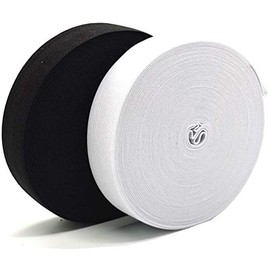 Rubber Bands for Sewing, 1 Inch Elastic Rope/Elastic Cord, Heavy Stretch, High Elasticity Knitting (22 Yards, Black + White)