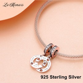 LaMenars Heart Charms Love for 925 Sterling Silver for Mum Family Women Bracelets & Necklaces Friend Dangle Pendant for Christmas Valentine's Day Mother's Day for Girls ..., Sterling Silver