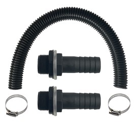 Water Butt Connection Set Including 2 Water Butt Pipes 1 Inch with Hose Nozzle, 50 cm Connection Hose 25 mm (1 inch), 2 Hose Clamps, Rain Butt Connector Set for Rainwater Bins