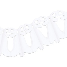Beistle White Tissue Paper Westminster Bell Hanging Garland for Bridal Shower Wedding Party Decorations Supplies, 8" x 12'