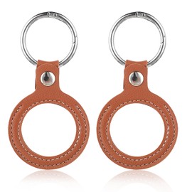 Telooco 2Pcs PU Leather Coin Holder Keychain Waterproof AA Medallion Coins Chip Display Case Double Sides Sobriety Coin Quarter Holder Keychain for Collecting AA Coins Tokens Medallions (Brown)