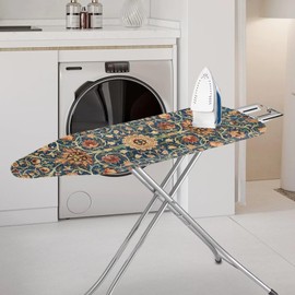 ZCFYGDX Vintage Flower Print 17 x 49 Ironing Board Covers Nylon Buckle Straps Fasteners & Elastic Edge Stain Resistant Breathable,Suitable for Multi-Size Iron Board Relaxing Ironing Experience