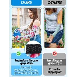 PAMASE Gardening Cooling Arm Sleeves for Women - 2 Pairs Anti-slip Farmer Garden Protective Arm Guards Cover with Thumb Hole, Garden Thorn Proof Sports UV Protection Gifts - Pink Blue Flowers