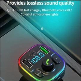 Transmitter Bluetooth FM Transmitter TF Dual USB + Type-C MP3 Adapter Hands-Free Car Car MP3 Player Wireless