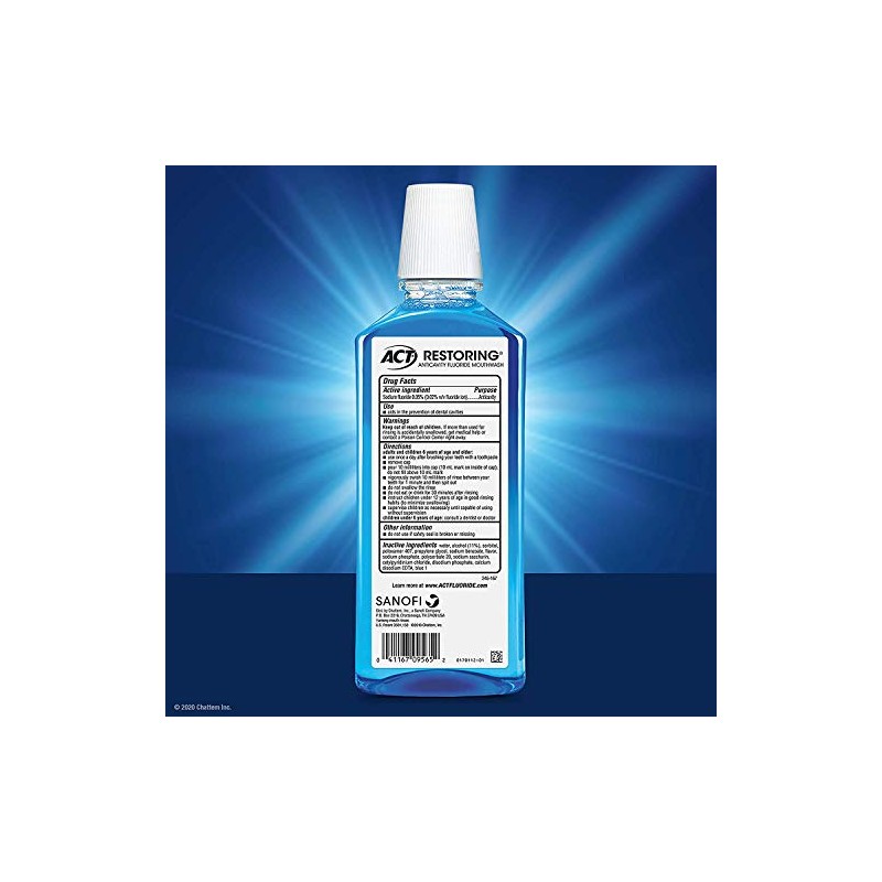 Act Anti-Cavity Fluoride Rinse ICY Cool Mint, 18 Ounce (Value