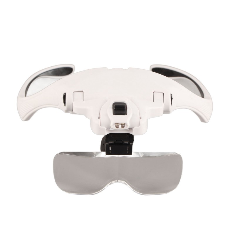 Head Mounted Magnifying Glass 2pcs LED Light Adjustable Rechargeable Headband