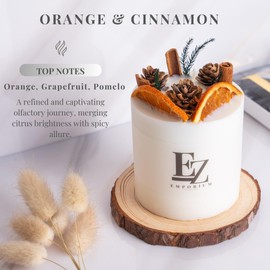 Luxury Scented Candle - 100% Soy Wax, Non-Toxic & Eco-Friendly, 50+ Hour Burn Time, Premium Home Decor with Glass Cover, 10 Oz, Cotton Wick, Orange, Grapefruit & Pomelo Fragrance, Gift Box Included