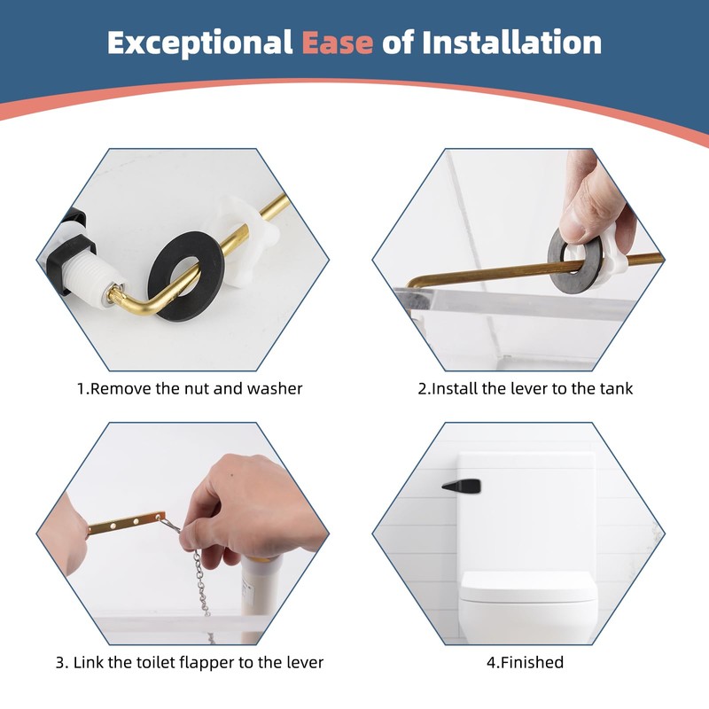 iFealClear 2 Pack Universal Toilet Handle Lever Flush Replacement, Front