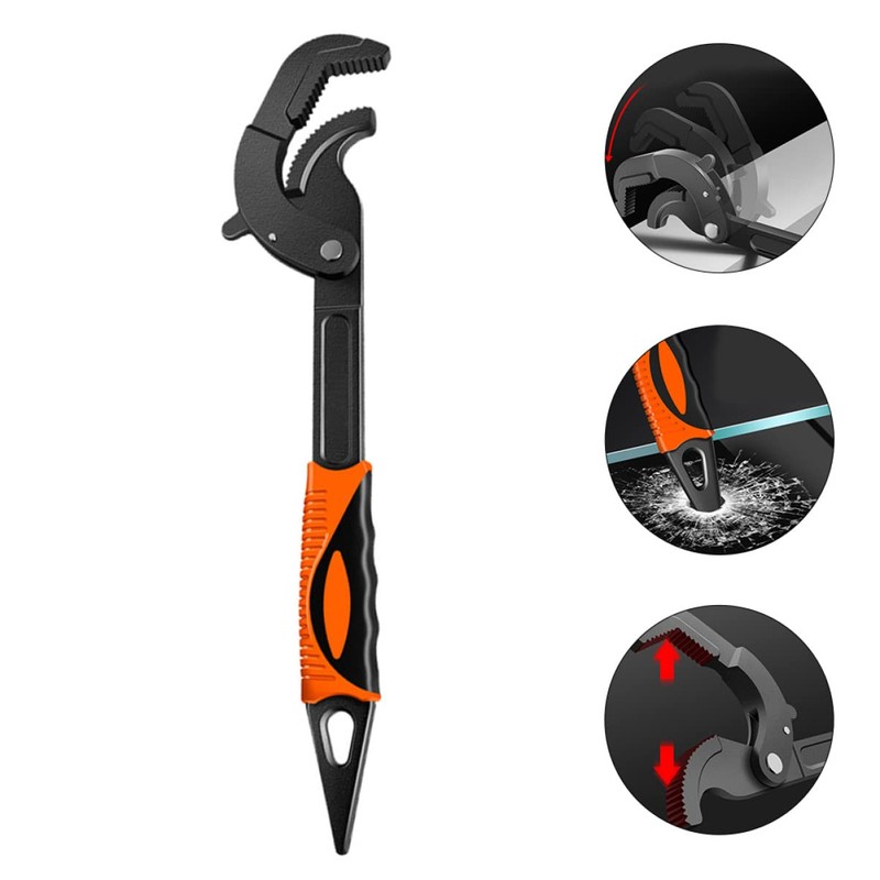 TEHAUX Multi-Functional Adjustable Wrench Self-Locking Design for Pipes Heavy-Duty Construction