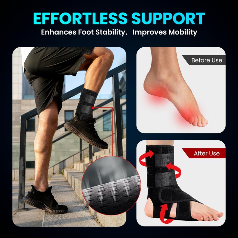Welnove Upgraded Drop Foot Brace – Adjustable Lightweight AFO Support